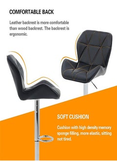GoldenLike Bar Stool,Height Adjustable Bar Chairs 360°Swivel Kitchen Stool Island Chairs Modern Counter High Chairs with Footrest Armless PU Leather Barstools for Kitchen Home Office Coffee(HID846-Black)  - Image 5