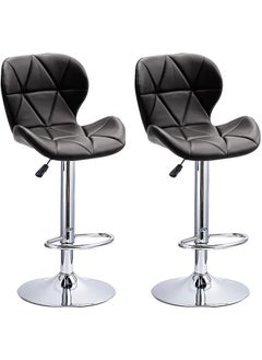 GoldenLike Bar Stool,Height Adjustable Bar Chairs 360°Swivel Kitchen Stool Island Chairs Modern Counter High Chairs with Footrest Armless PU Leather Barstools for Kitchen Home Office Coffee(HID846-Black)  - Image 1
