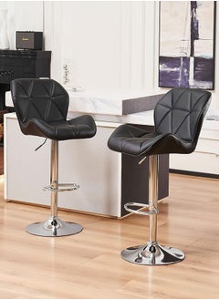 GoldenLike Bar Stool,Height Adjustable Bar Chairs 360°Swivel Kitchen Stool Island Chairs Modern Counter High Chairs with Footrest Armless PU Leather Barstools for Kitchen Home Office Coffee(HID846-Black)  - Image 2