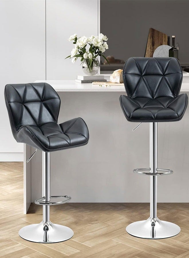 GoldenLike Bar Stool,Height Adjustable Bar Chairs 360°Swivel Kitchen Stool Island Chairs Modern Counter High Chairs with Footrest Armless PU Leather Barstools for Kitchen Home Office Coffee(HID846-Black) - Image 4