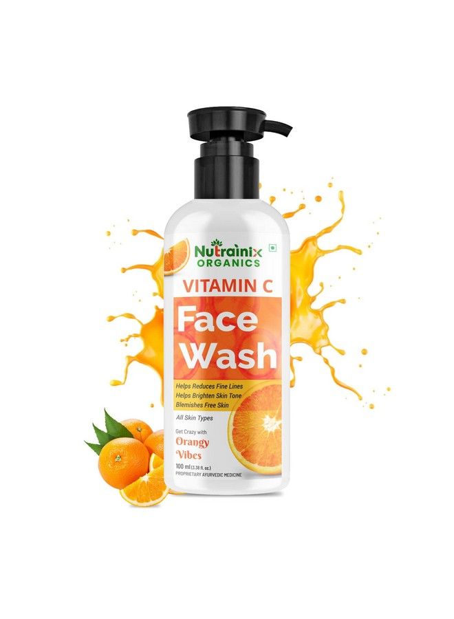 Nutrainix Organics Vitamin C Face Wash With Orangy Vibes ; Face Wash For Men And Women ; Vitamin C Brighten Skin Tone And Reduce Fine Lines Suitable For All Skin Types 100 Ml  - Image 2