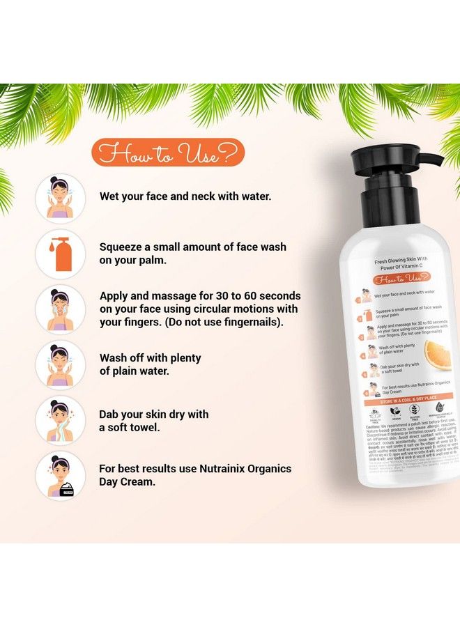 Nutrainix Organics Vitamin C Face Wash With Orangy Vibes ; Face Wash For Men And Women ; Vitamin C Brighten Skin Tone And Reduce Fine Lines Suitable For All Skin Types 100 Ml  - Image 5