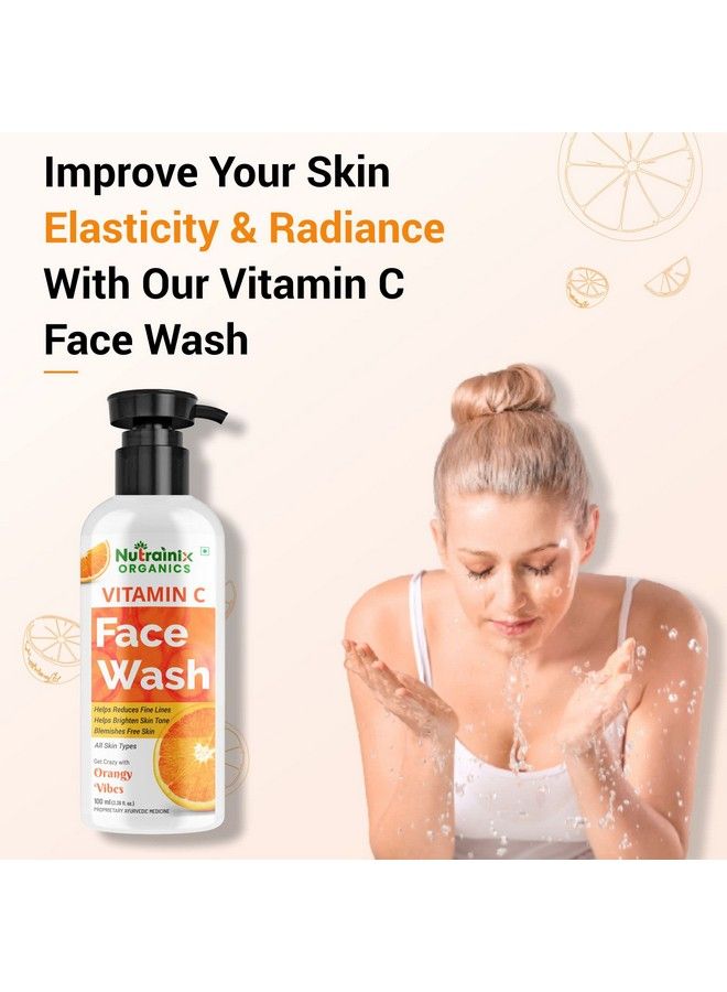 Nutrainix Organics Vitamin C Face Wash With Orangy Vibes ; Face Wash For Men And Women ; Vitamin C Brighten Skin Tone And Reduce Fine Lines Suitable For All Skin Types 100 Ml  - Image 3