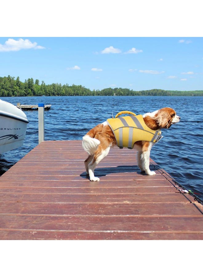 Dog Life Jacket With Reflective Stripes - Adjustable High Visibility Vest, Ripstop Lifesaver, Pet Preserver With High Flotation Swimsuit for Small, Medium and Large Dogs