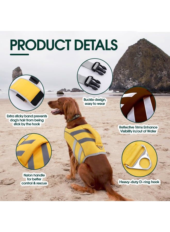 Dog Life Jacket With Reflective Stripes - Adjustable High Visibility Vest, Ripstop Lifesaver, Pet Preserver With High Flotation Swimsuit for Small, Medium and Large Dogs
