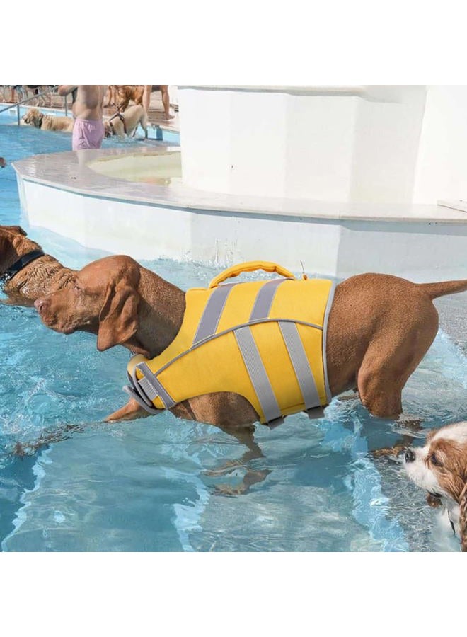 Dog Life Jacket With Reflective Stripes - Adjustable High Visibility Vest, Ripstop Lifesaver, Pet Preserver With High Flotation Swimsuit for Small, Medium and Large Dogs