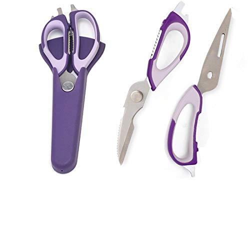 Xemz Multifunction Kitchen Food Scissors, Detachable Stainless Steel Heavy Duty Culinary Scissors, 7-in-1 Household Shears with Magnetic Holder, for Cut Poultry Meat Bone Vegetables Fruit Seafood (purple) - Image 1