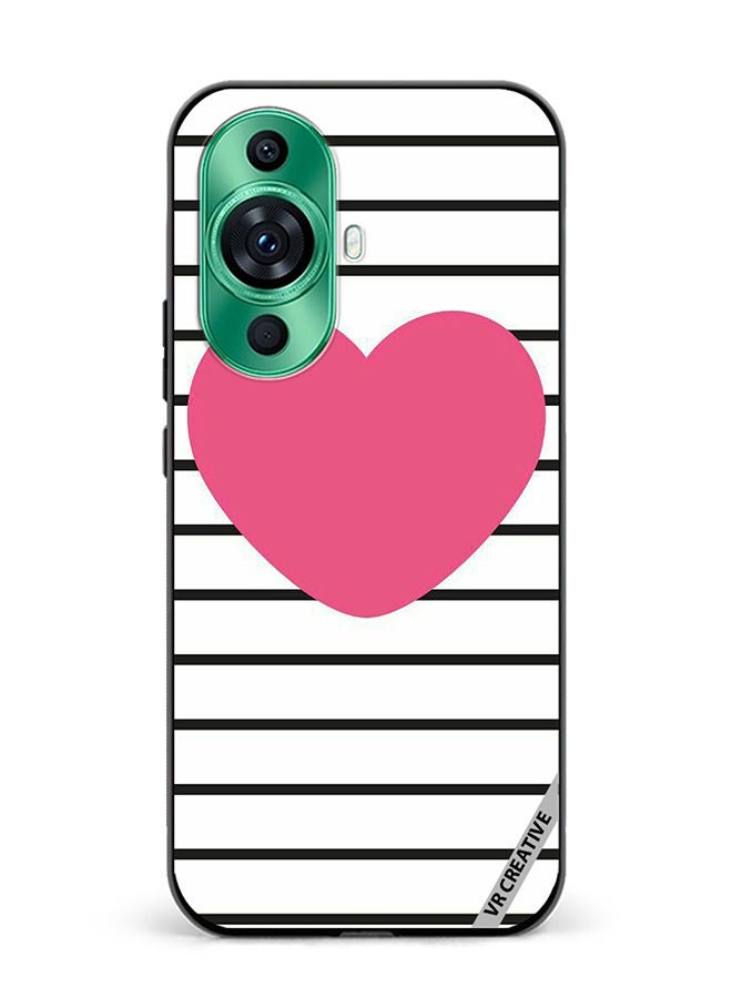 VR CREATIVE Protective Case Cover For Huawei nova 11 Pink Heart stripes Design Multicolour - Image 1
