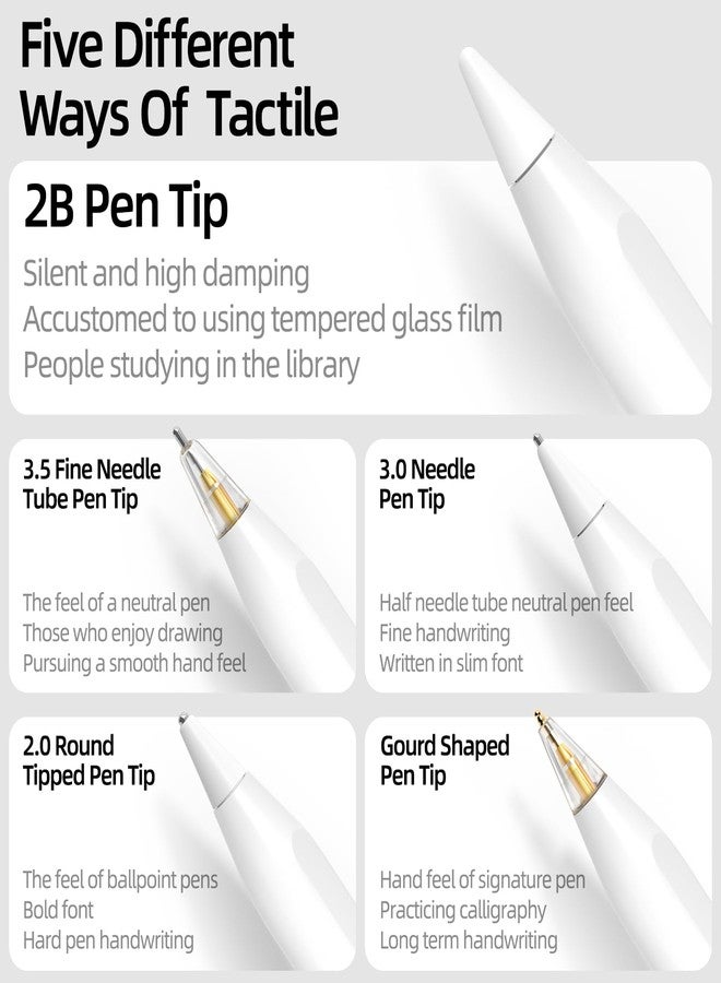 JOOSKO رؤوس بديلة مطورة من JOOSKO لقلم Apple Pencil Pro/USB-C/الجيل الثاني/الجيل الأول (مع علبة تخزين، رؤوس معدنية مختلطة مقاومة للتآكل لملحقات قلم iPad (عبوة من 6 قطع، لون وردي)) - Image 5