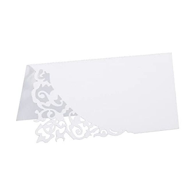 PATIKIL Table Name Place Cards,50Pcs 3.9 x 3.9inch Favor Decor Hollow Design Seat Blank Card for Wedding Party Seating Place Cards White