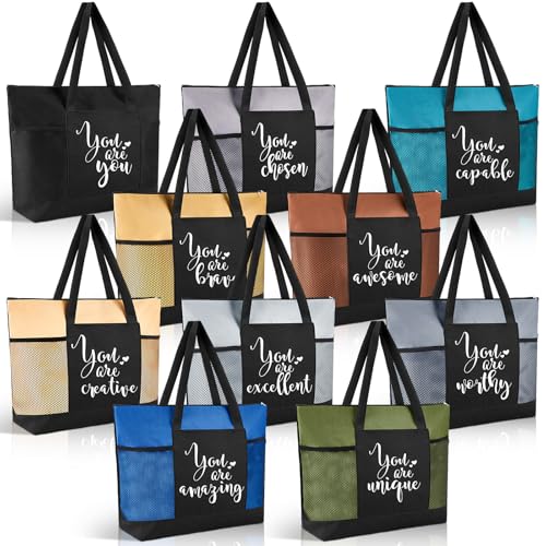 Clysee 10 Pcs Employee Appreciation Gifts Bulk Thank You Tote Bags for Women Mother's Day Nurses Teacher Gifts (Neutral) - Image 1