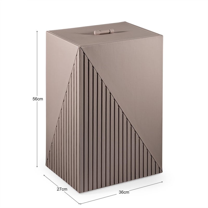 SPREAD SPAIN SPREAD SPAIN Elegant Fluted Laundry Hamper For Home Taupe Modern Multipurpose Clothes Storage Laundry Basket For Bedroom Freestanding Toy Basket Clothes Bin With Lid  - Image 3