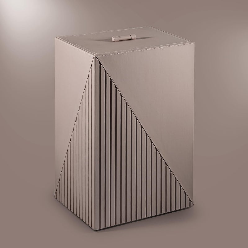 SPREAD SPAIN SPREAD SPAIN Elegant Fluted Laundry Hamper For Home Taupe Modern Multipurpose Clothes Storage Laundry Basket For Bedroom Freestanding Toy Basket Clothes Bin With Lid  - Image 4