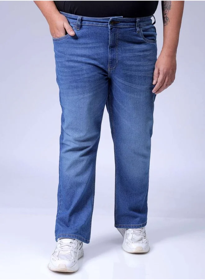 هاردسودا Men Plus Size Bootcut Solid Mid-Rise Stretchable Jeans