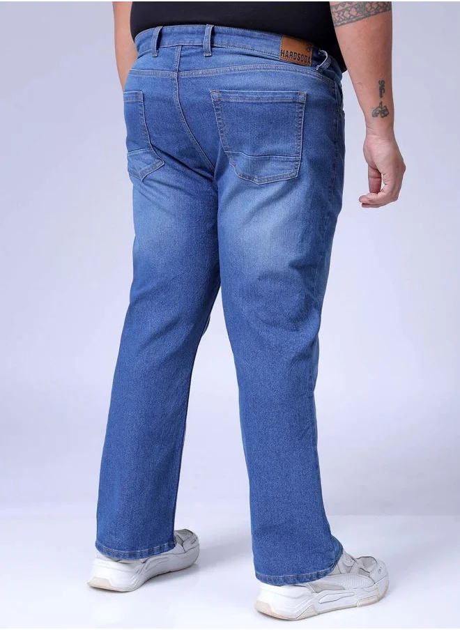 هاردسودا Men Plus Size Bootcut Solid Mid-Rise Stretchable Jeans