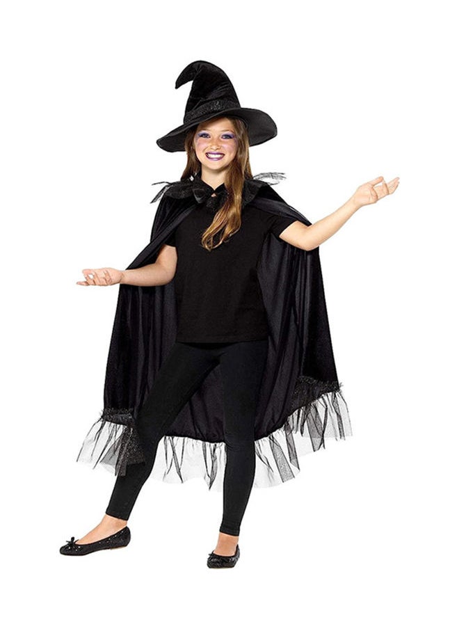 Smiffys - Sparkly Witch Kit, Black, With Cloak and Hat - Image 1