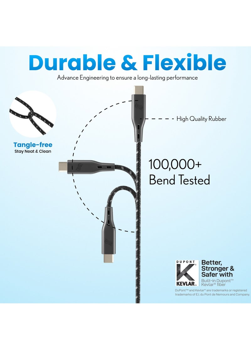 Remson USB-A to Type-C Remson Rapid-Link C Nylon Braided Cable Fast Charge & Data Sync 2 Meters Black - Image 2