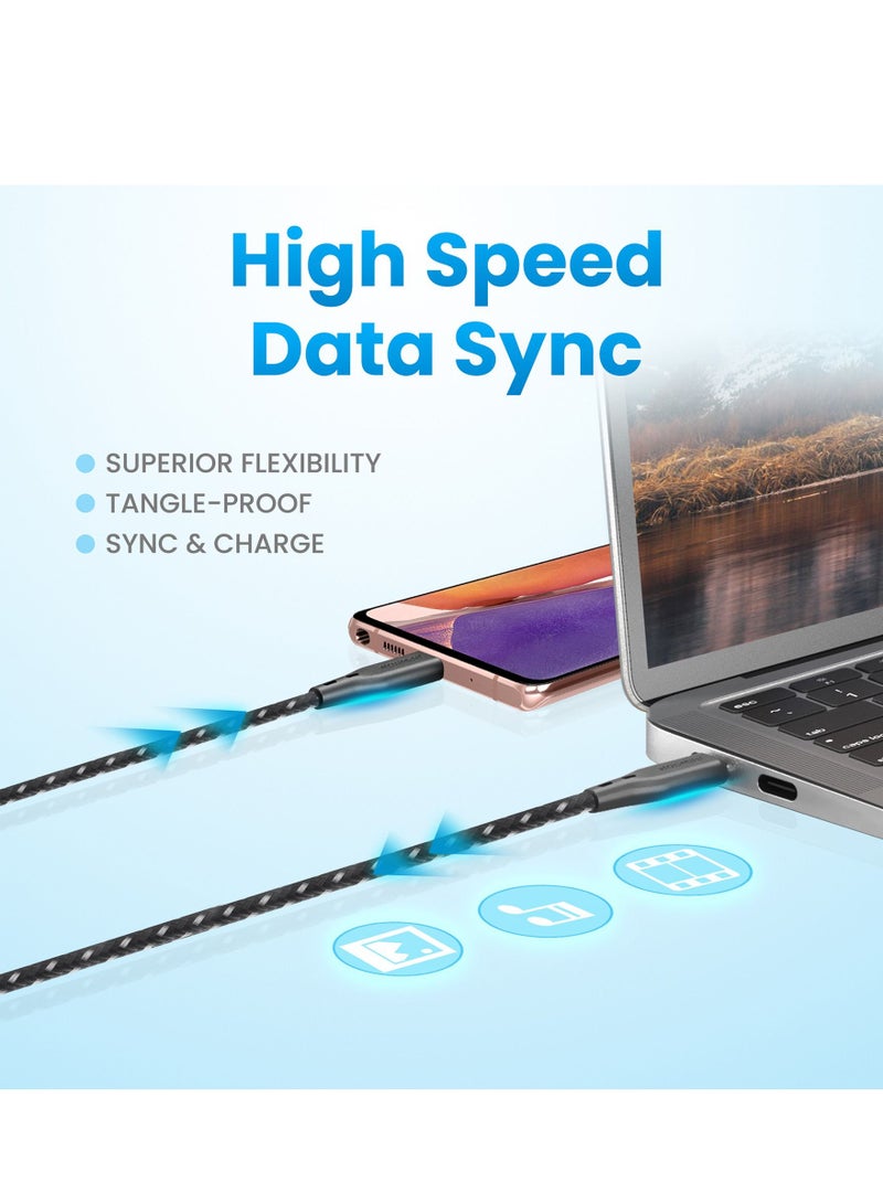 Remson USB-A to Type-C Remson Rapid-Link C Nylon Braided Cable Fast Charge & Data Sync 2 Meters Black - Image 5