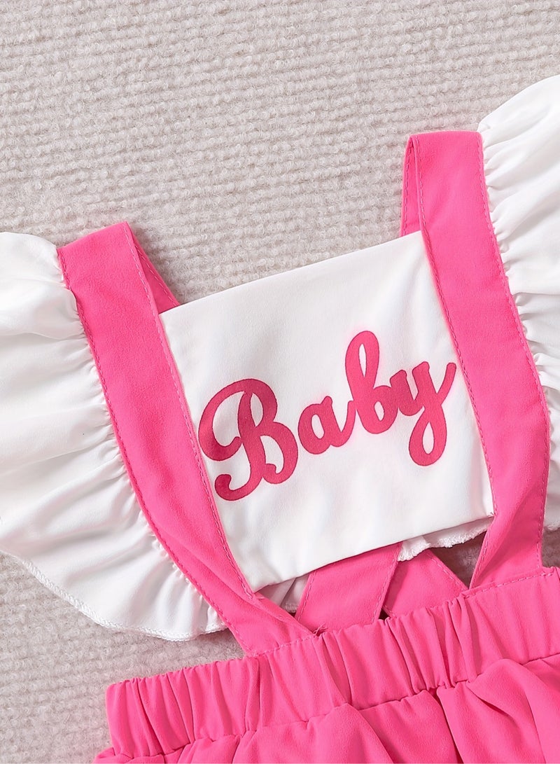 Baby Girl Dress - Ruffled Romper Dress with Puff Sleeves & Letter Print, Newborn Baby Dress, Baby Gift Set, Girl Dress, Frock for Girls, Soft Infant Outfit - 70cm (6-9M) - Image 3