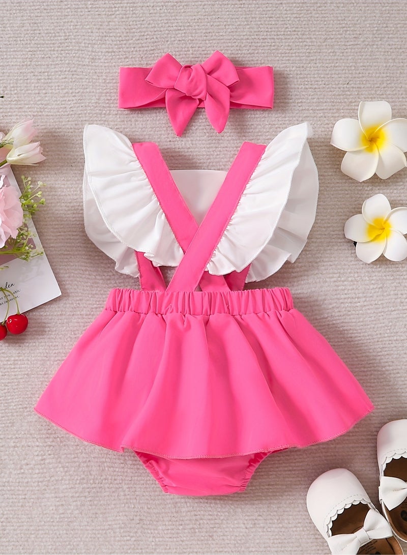 Baby Girl Dress - Ruffled Romper Dress with Puff Sleeves & Letter Print, Newborn Baby Dress, Baby Gift Set, Girl Dress, Frock for Girls, Soft Infant Outfit - 70cm (6-9M) - Image 2