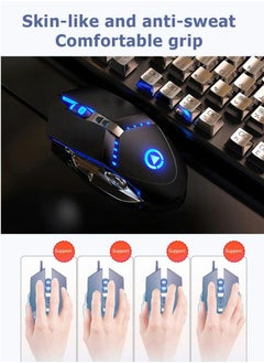 SYOSI Gaming Mouse USB Wired RGB Backlit Silent Click Gamer Mouse with 4 Adjustable DPI Up to 3200, Comfortable Grip Ergonomic Optical Gaming Mice for Laptop PC Gamer Computer  - Image 5