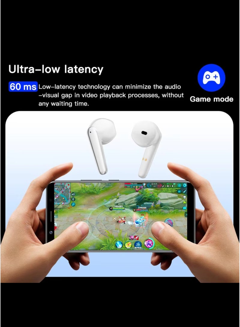 ويزمي سماعات أذن لاسلكية حقيقية WISME T18 - بلوتوث 5.3، صوت جهير عالي الدقة، تحكم باللمس، ميكروفون عازل للضوضاء، بطارية طويلة - متوافقة مع أجهزة Apple iPhone وSamsung وHuawei وXiaomi وOppo وVivo وRealme وجميع أجهزة Android | أبيض - Image 4