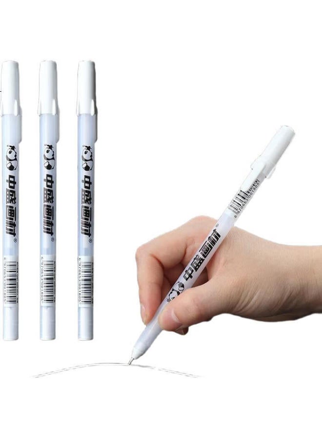 TRANSON Zhongsheng Art Supplies, Water-Based Highlighting Pens, White And Black Card Paper Design, 3-Pack, White Pen Refills, Black Background Writing, Fine Tip, Watercolor, White Space, Outline Pen, Art Sketching - Image 1