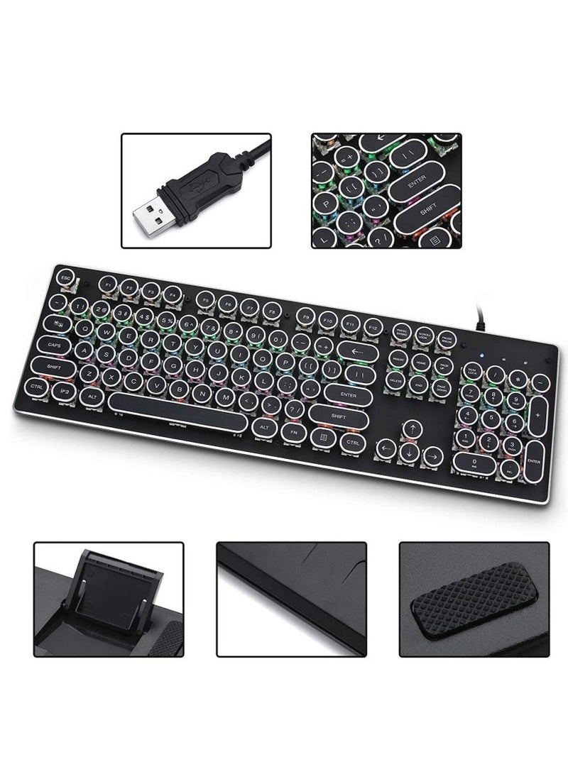 HJK900 Gaming Keyboard Punk Mechanical Keyboard 104 Key Metal Translucent Computer Wired Keyboard Best Gift For Pc Computer Gamer Black - Image 4