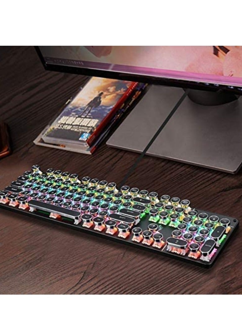 HJK900 Gaming Keyboard Punk Mechanical Keyboard 104 Key Metal Translucent Computer Wired Keyboard Best Gift For Pc Computer Gamer Black - Image 3