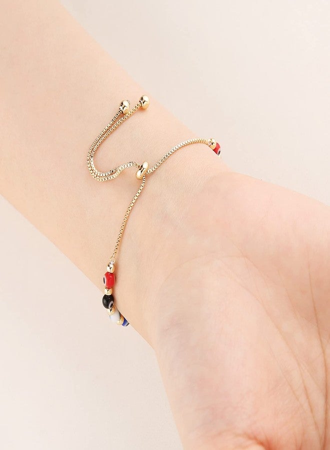 HZMAN Evil Eye Bracelet for Women Men 14K Gold Plated Jesus Crucifix Cross Retro Evil Eye Beads Luck Protection Stretch Bracelet Jewelry Gift - Image 4