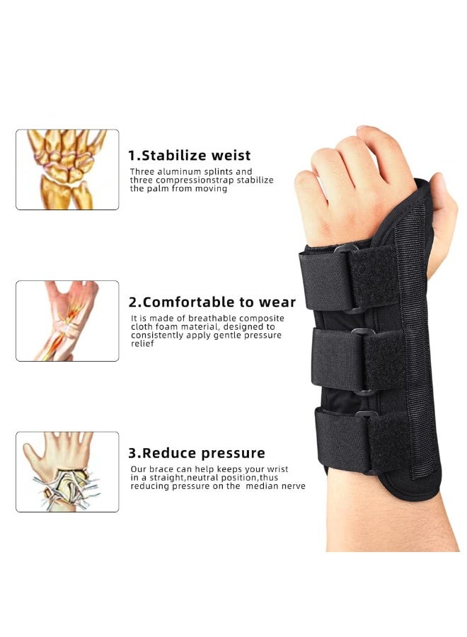 دعامة معصم طبية قابلة للتعديل - مزودة بـ 3 أحزمة تثبيت لدعم اليد - مقاس موحد يناسب اليد اليمنى واليسرى - لتخفيف الآلام وتثبيت الرسغ - لون أسود - Image 4