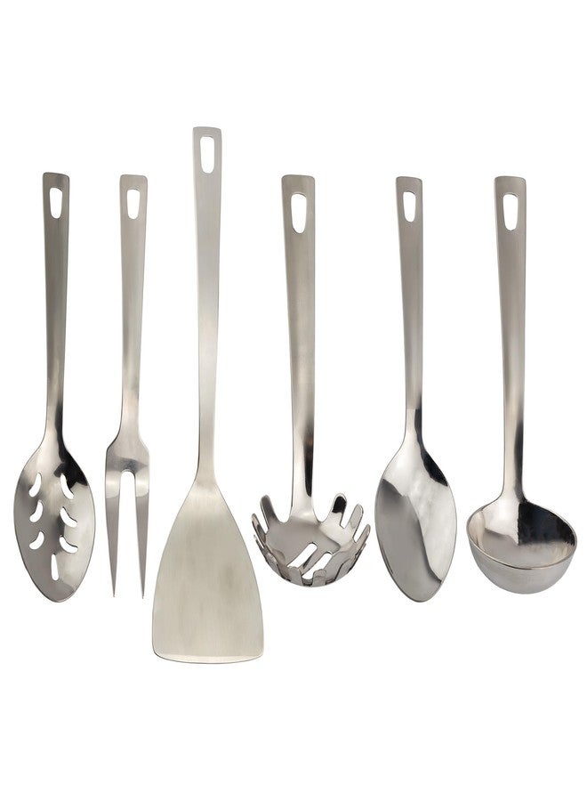 Darware Complete Serving Set (6-Piece, Silver); w/Pasta Server, Fork, Slotted Spoon, Ladle, & Cake/Casserole Server - Image 1