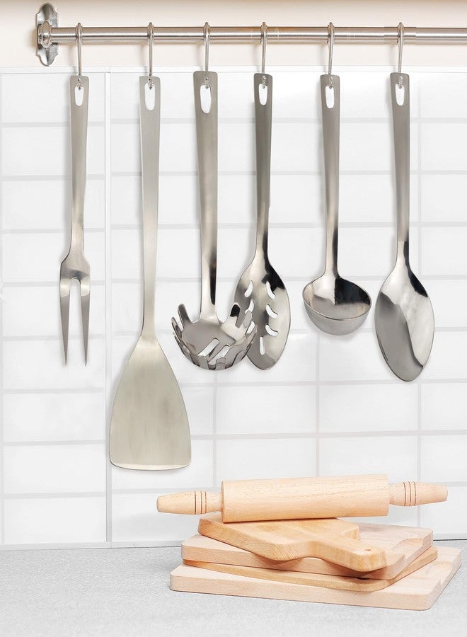 Darware Complete Serving Set (6-Piece, Silver); w/Pasta Server, Fork, Slotted Spoon, Ladle, & Cake/Casserole Server - Image 3