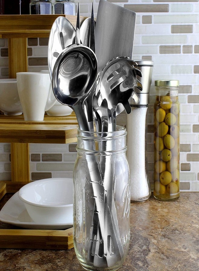 Darware Complete Serving Set (6-Piece, Silver); w/Pasta Server, Fork, Slotted Spoon, Ladle, & Cake/Casserole Server - Image 2