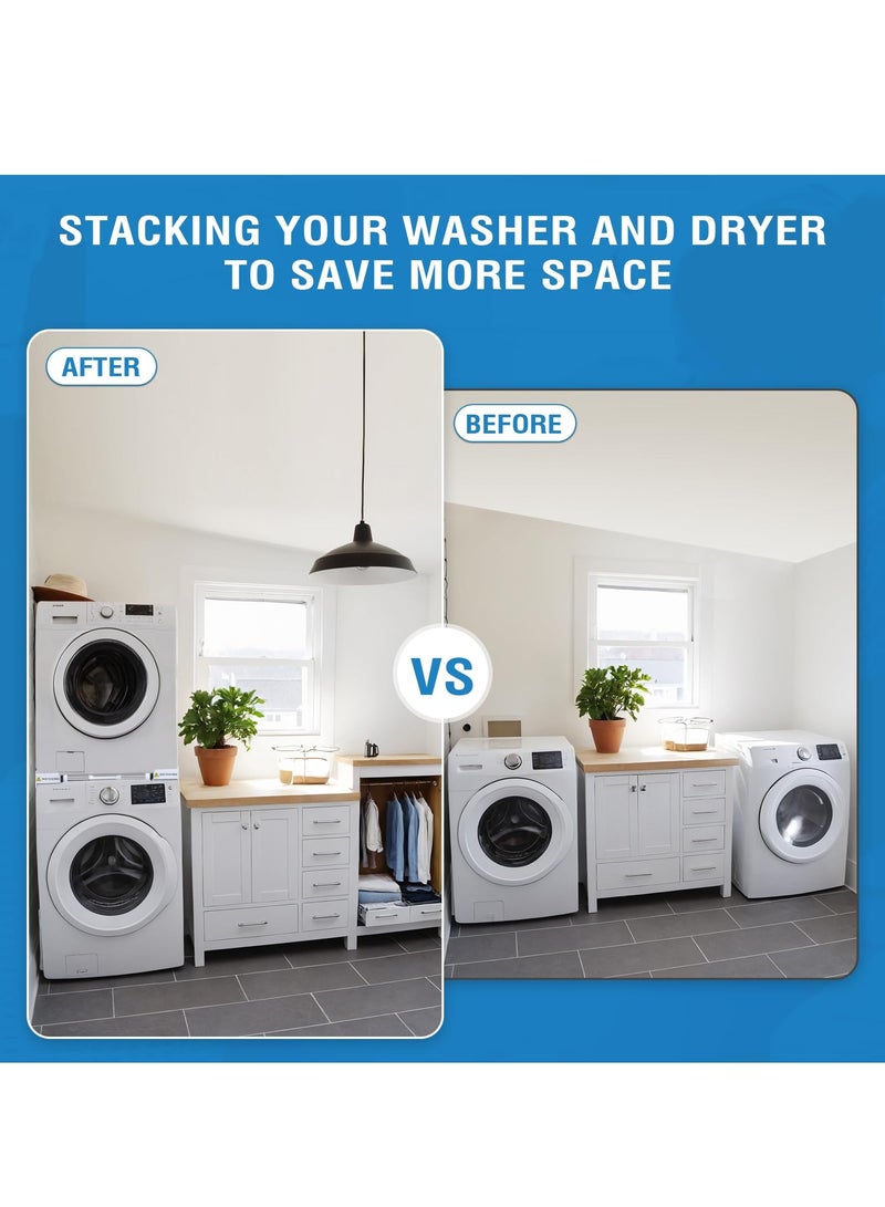 XiuWoo 29 inch Stacking Kit for Washer and Dryer, Universal Washer and Dryer Stacking Kit with Pull Out Drying Rack, Door Prop, Adjustable 29/28/27/26/25/24 inch Stacking Kit with Ratchet Strap - Image 2