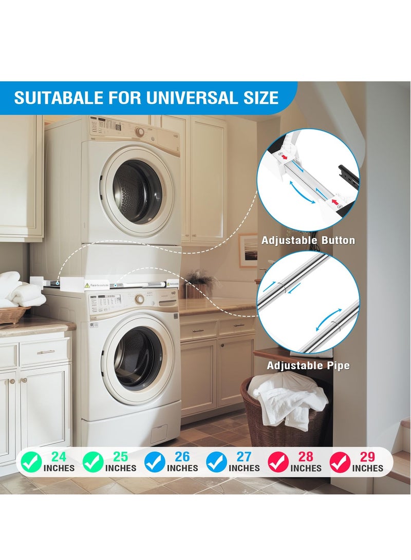 XiuWoo 29 inch Stacking Kit for Washer and Dryer, Universal Washer and Dryer Stacking Kit with Pull Out Drying Rack, Door Prop, Adjustable 29/28/27/26/25/24 inch Stacking Kit with Ratchet Strap - Image 4