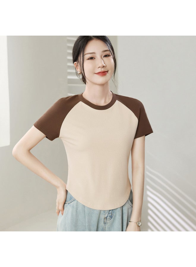 Ordifen Women'S Base Layer Shirt, High-End Summer Wear, Fitted T-Shirt With Curved Hem, Women'S Top - Image 3