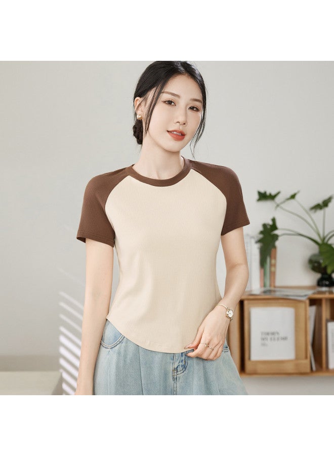 Ordifen Women'S Base Layer Shirt, High-End Summer Wear, Fitted T-Shirt With Curved Hem, Women'S Top - Image 5