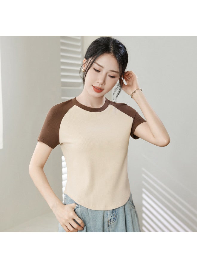 Ordifen Women'S Base Layer Shirt, High-End Summer Wear, Fitted T-Shirt With Curved Hem, Women'S Top - Image 4