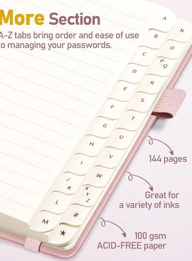 WEMATE Spiral Password Book with Alphabetic Tabs, Small Password Book for Seniors, Internet Password Notebook Hardcover Password Manager Journal Logbook A6 - 10.5 x 14.8 cm (Rose Gold) - Image 4