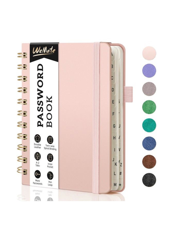 WEMATE Spiral Password Book with Alphabetic Tabs, Small Password Book for Seniors, Internet Password Notebook Hardcover Password Manager Journal Logbook A6 - 10.5 x 14.8 cm (Rose Gold) - Image 1