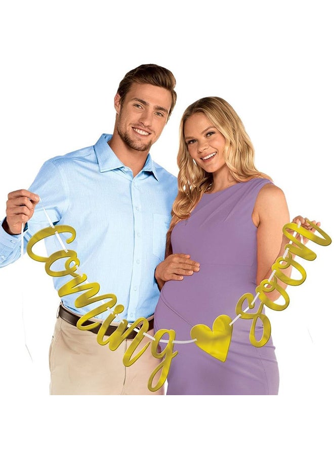 Amscan Baby Shower Coming Soon Foil Letter Banner Decoration, Baby Shower Party Supplies