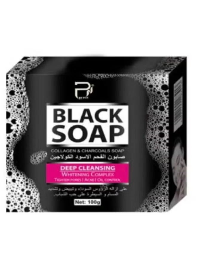 PYRON Black charcoal and collagen soap - 100 g