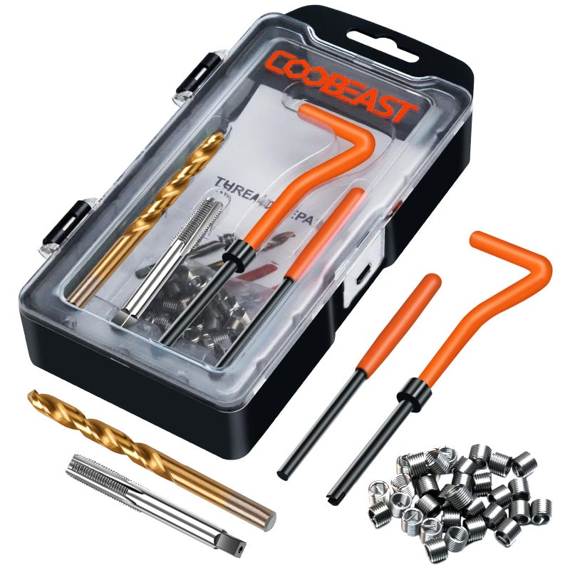 coobeast Thread Repair Kit Thread Repair Tool with HSS Drill Bit 30pcs 304 Stainless Steel Inserts Complete Helicoil Rethreading Tool Set for Automotive Engine with Portable Carry Case M6x10 - Image 3