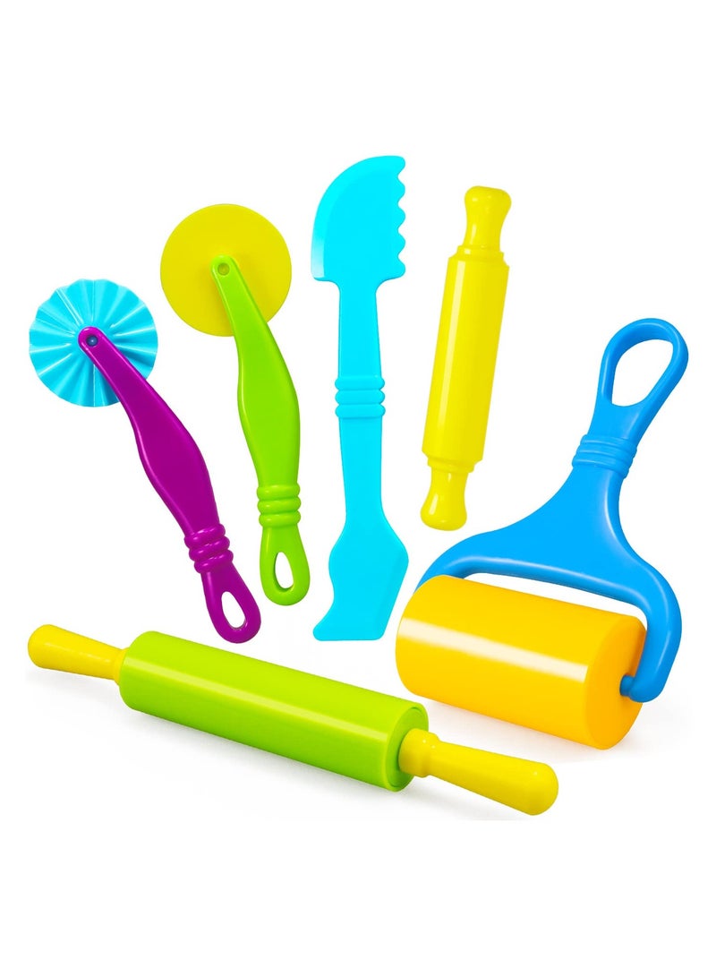Daytoyz Kneading Tool, 6-Piece Kneading Accessories Children, Plasticine Tools, Modelling Tool, Kitchen Toy, Learning Toy, Kneading Set Includes Rollers, Cutter, Knife - Image 1