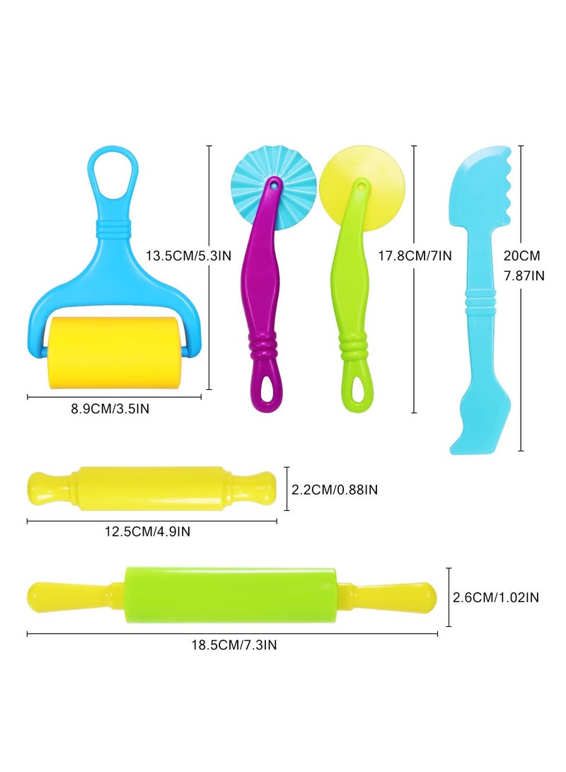 Daytoyz Kneading Tool, 6-Piece Kneading Accessories Children, Plasticine Tools, Modelling Tool, Kitchen Toy, Learning Toy, Kneading Set Includes Rollers, Cutter, Knife - Image 3