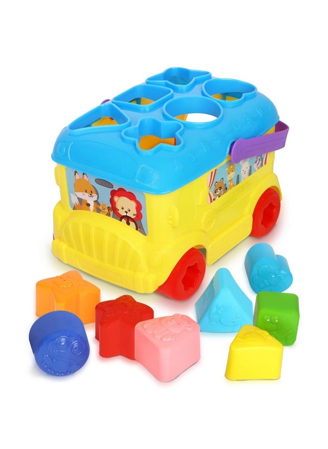 PLAYKIDIZ Bus Shape Sorter Toy - Kids Block Sorter With 16 Colorful Shapes - Sorting Toys For Toddlers 1-3 - Creative Play Learning Skills Development  - Image 1