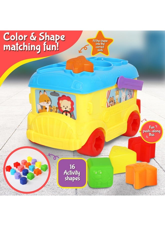 PLAYKIDIZ Bus Shape Sorter Toy - Kids Block Sorter With 16 Colorful Shapes - Sorting Toys For Toddlers 1-3 - Creative Play Learning Skills Development  - Image 3