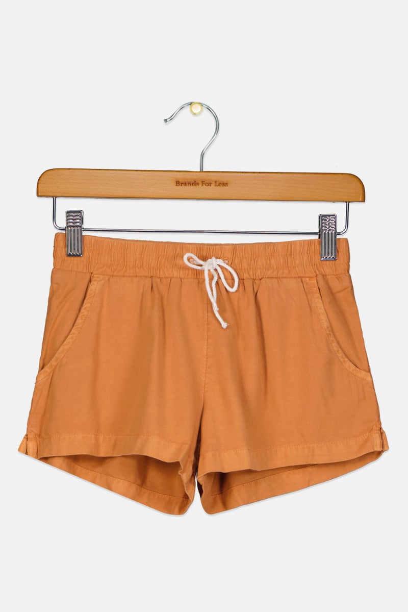 Billabong Kids Girl Plain Drawstring Beach Shorts, Brown  - Image 1
