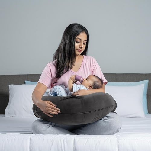Wakefit Feeding Pillow for New Born Baby | 3 Months Warranty | 5 in 1 Nursing Pillow with Belt and Hoop for Breastfeeding with Cotton Removable Cover | Mekko - Image 4